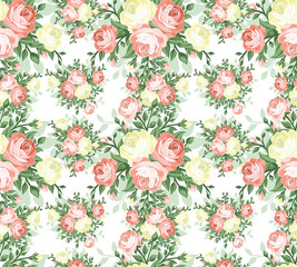beautiful flower pattern on white background, linens, seamless floral print, fashion fabric, design textile