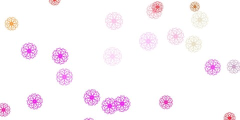 Light Pink, Green vector doodle pattern with flowers.