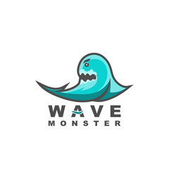 Wave Monster Logo Design Vector