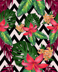 zigzag tropical pattern, fashion fabric	