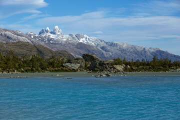 Mountain landscape and glaciers in patagonia chile