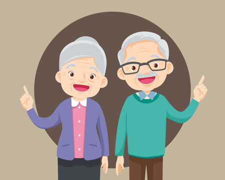Elderly couple Finger pointing