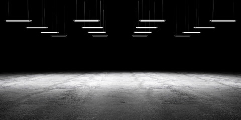 Concrete floor background with Lamp Illuminated and Empty Space