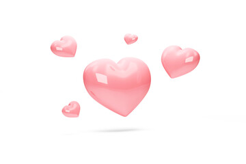 Heap of Love Hearts on white background