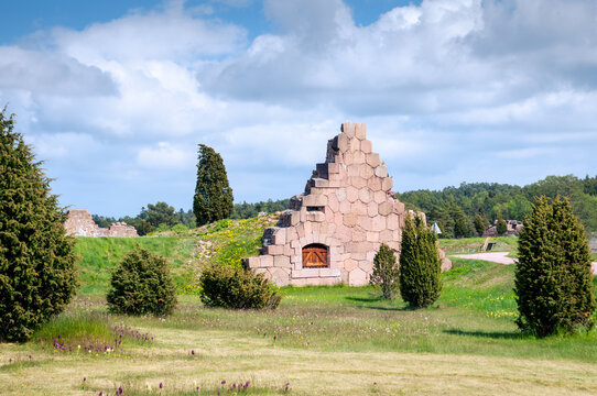 The ruins of the Russian fortress Bomarsund (19th century), built in 1834, destroyed in 1854. Finland, Aland Islands