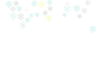 Transparent background with snowflakes in white and soft pastels. Horizontal. Vector
