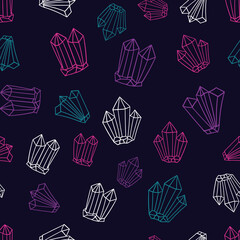 Vector hand drawn doodle seamless background with crystals