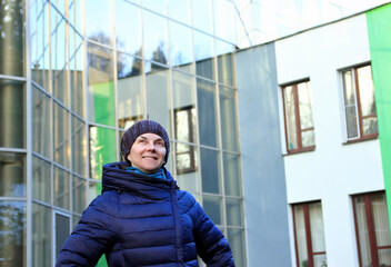 Portrait of a woman in winter in nature