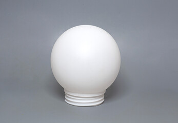 Round white lampshade on grey background