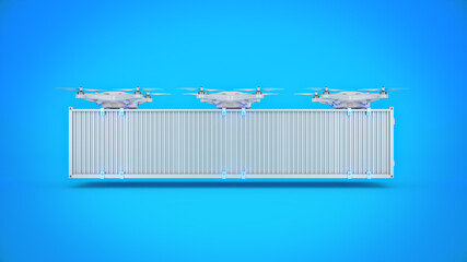 Drone with cargo container. 3d rendering	