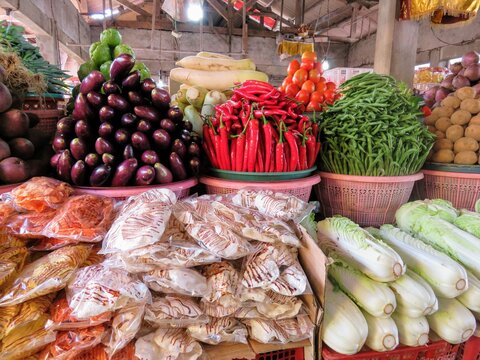 Organic Food And Vegetable Market In Bali, Indonesia 