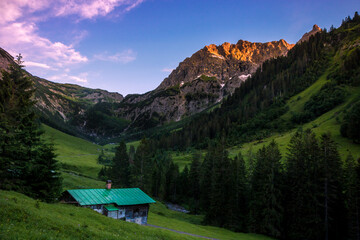 Abendstimmung im Kleinwalsertal Gemsteltal