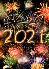2021 New Year fireworks background