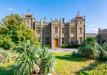 Fototapeta premium Vorontsov palace and gardens in Alupka, south Crimea