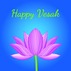 Striped pink lotus flower for Happy Vesak Day