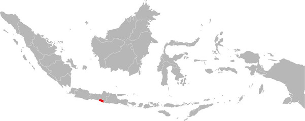 Yogyakarta province isolated on indonesia map. Gray background. Business concepts and backgrounds.