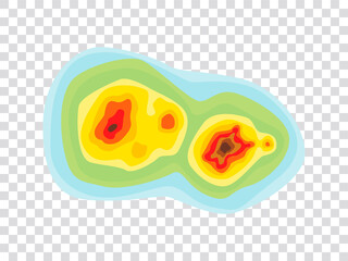 Vector graphic of infrared rays with hot spots spectrum on transparent background. Concept design for Mapping of predicted probability of fire hotspots distribution, Biodiversity hotspots map, etc.