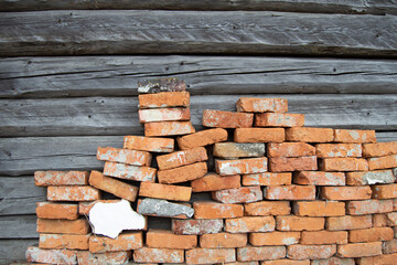 Background of wood and brick wall texture