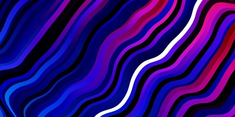 Dark Blue, Red vector pattern with curved lines.