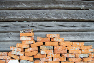Background of wood and brick wall texture