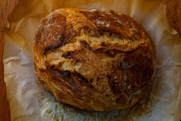 homemade bread on parchment paper