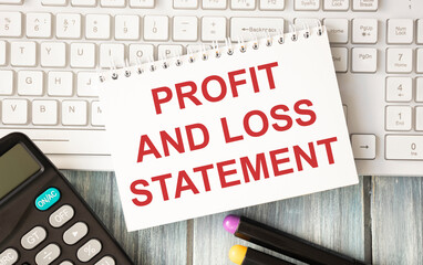 Business photo shows printed text profit and loss statement