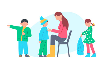 Fototapeta premium Kindergarten Flat Illustration