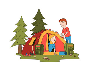Camp Tent Couple Composition