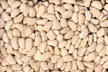 Large lima beans background and texture. Top view.