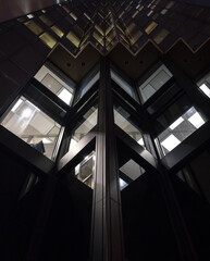 Urban Night Cityscape View with Dense Apartment Buildings in a Metropolitan City for a Futuristic Feel