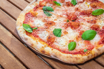 Margarita pizza in a local pizza and gyros restaurant