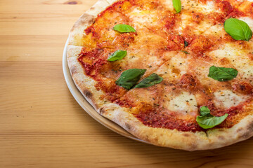 Margarita pizza in a local pizza and gyros restaurant