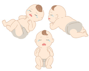 赤ちゃん　おむつ　泣く(線無し)