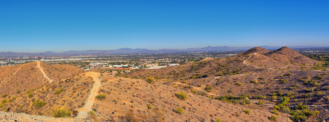 South Mountain Park and Preserve, Pima Canyon Hiking Trail, Phoenix, Southern Arizona desert....