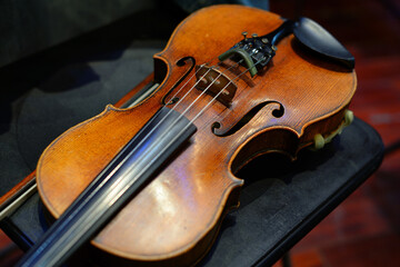 Violin. Musical string instrument close-up.