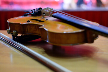 Violin. Musical string instrument close-up.