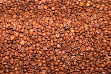 Roasted coffee beans background texture