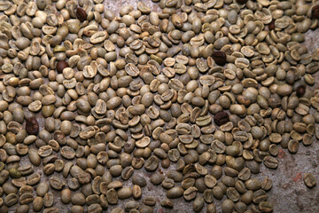 raw coffee beans background texture