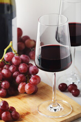 Red wine in a transparent white glass