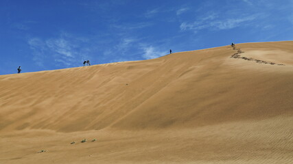 Tourists on the western megadune-Nuoertu Lake-Badain Jaran desert. Inner Mongolia-China-1183