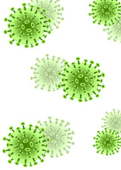 Coronavirus (COVID-19) is green. Infectious virus design over white background. Beautiful template, banner for media, websites, publications, news, prints.