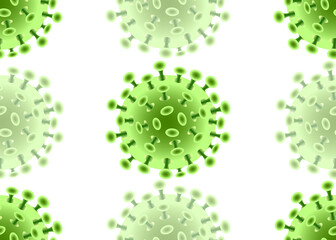 Coronavirus (COVID-19) is green. Infectious virus design over white background. Beautiful template, banner for media, websites, publications, news, prints.