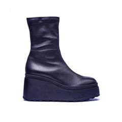 Black female boot on a white background..