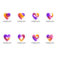 set love logo template with 3d colorful style