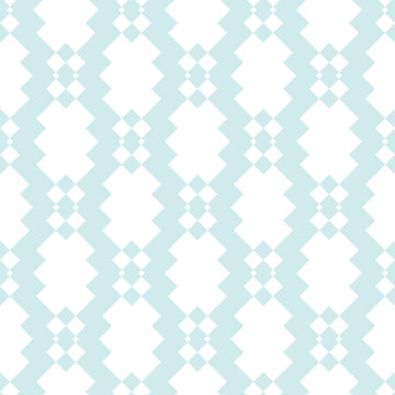 Vector seamless pattern with diamond grid, net, mesh, lattice, rhombuses. Subtle light blue and white geometric texture. Simple abstract background. Repeat design for decor, print, wallpaper, fabric
