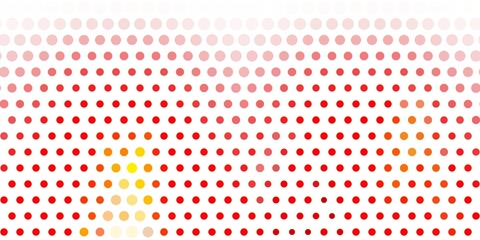 Light red, yellow vector background with bubbles.