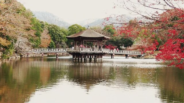 秋の奈良公園　浮見堂