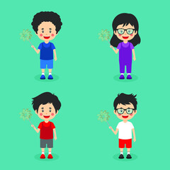 Set of Kid Playing Firework