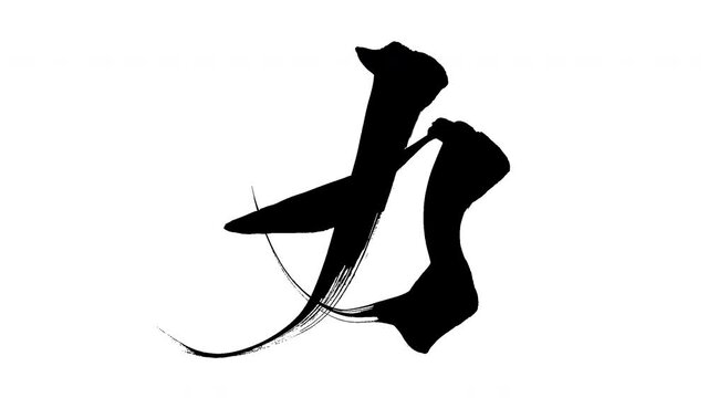モーション筆文字「力」アルファ付き素材 Kanji 「Power」in English mean筆文字で描かれていくようにプロの書道家が書いた文字をモーションさせた素材ですIt is a brush Chinese characters(Kanji) written by a professional Japanese calligrapher.
