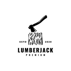 Axe with log logo design icon vector template